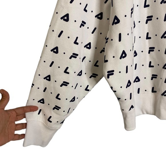 Fila All Over logo White Sweatshirt Sz 2X - Picture 3 of 4